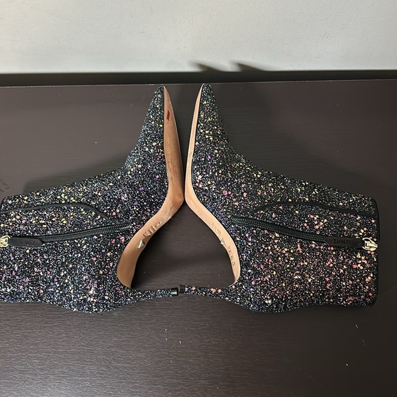 Schutz Glitter Ankle Boots Black Sequin Sparkle Leather Anthropologie Sz 6 - Picture 10 of 14